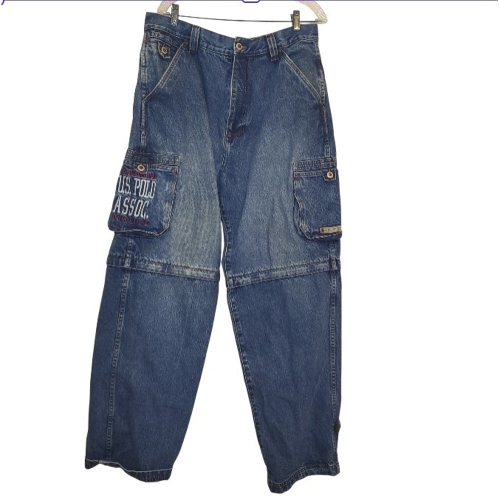 US Polo Assoc. VTG Men's Baggy Skate Denim Convertible Removable Leg Jeans 36X34